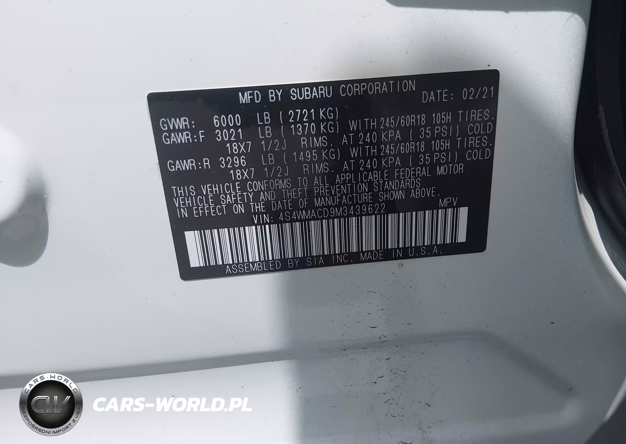 2021 Subaru Ascent Premium VIN:4S4WMACD9M3439622 - 9