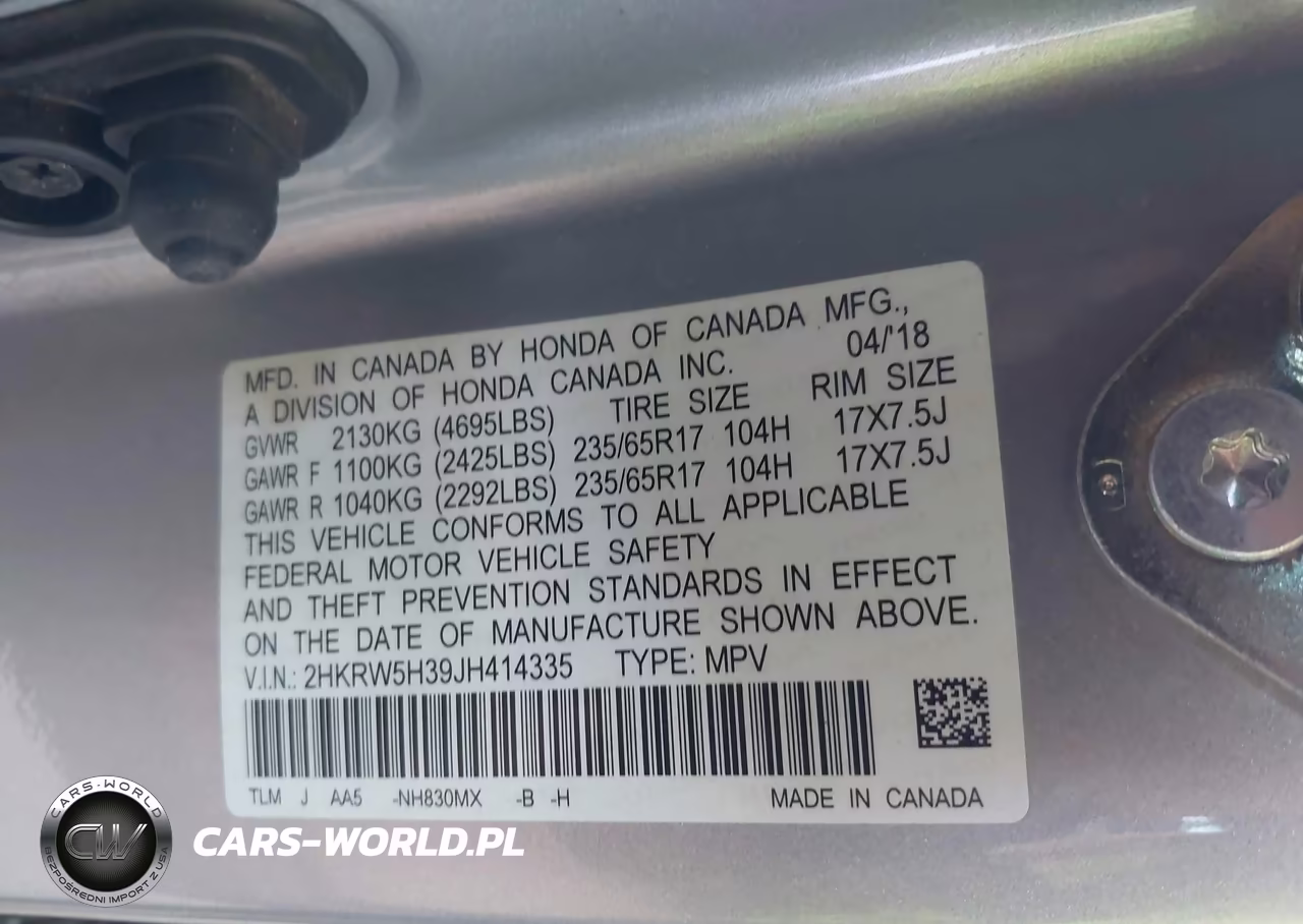 2018 Honda Cr-V Lx VIN:2HKRW5H39JH414335 - 9