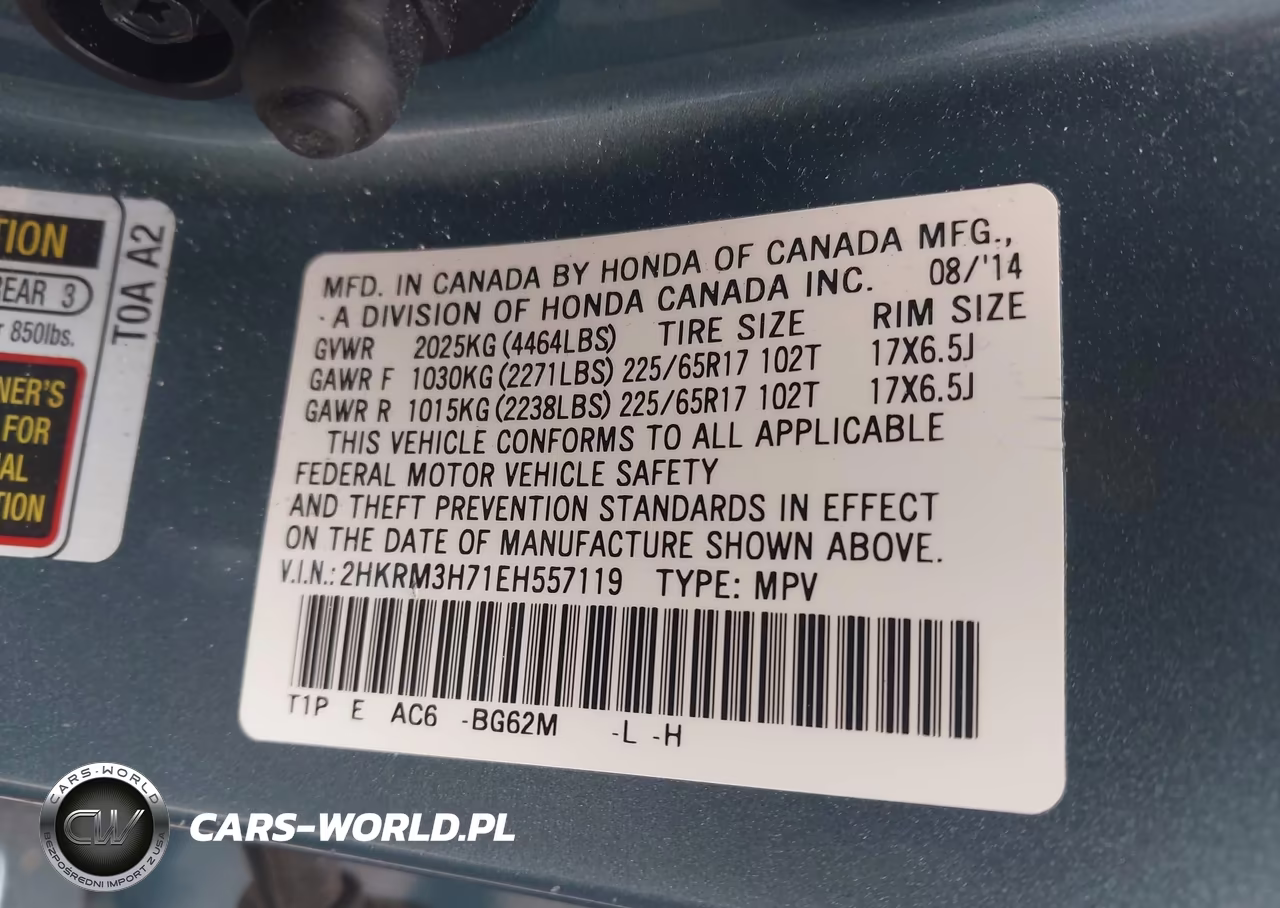2014 Honda Cr-V Ex-L VIN:2HKRM3H71EH557119 - 9