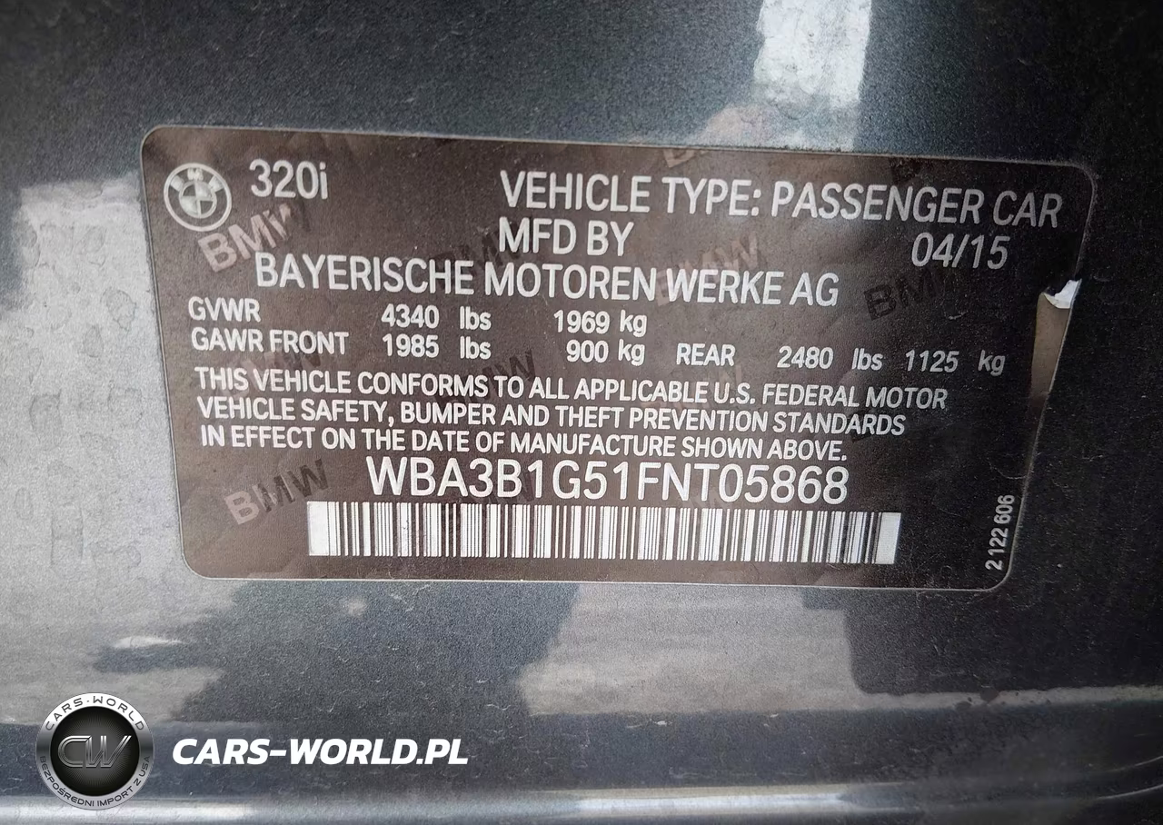 2015 BMW 320I VIN:WBA3B1G51FNT05868 - 9