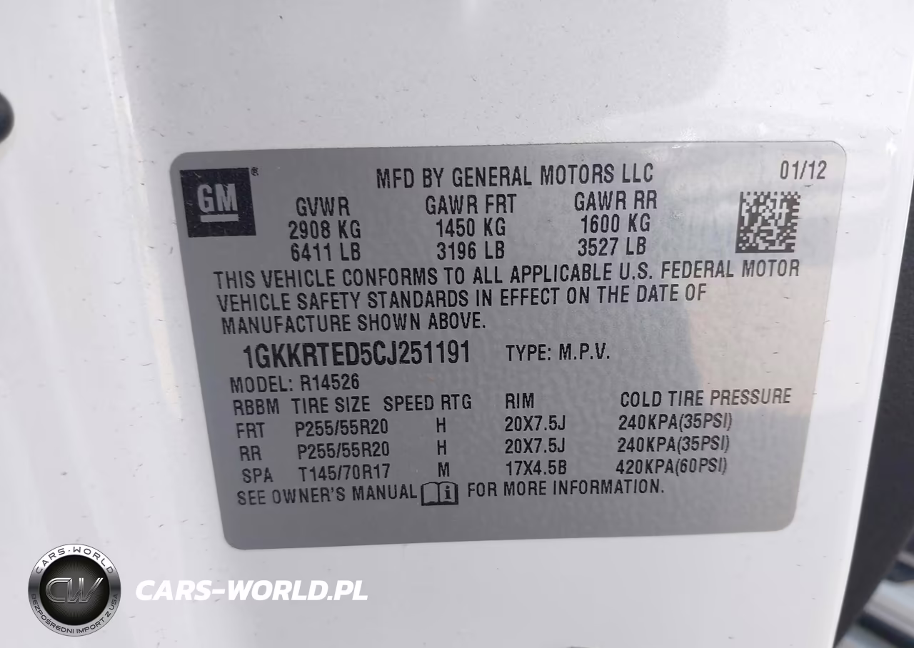 2012 GMC Acadia Denali VIN:1GKKRTED5CJ251191 - 9