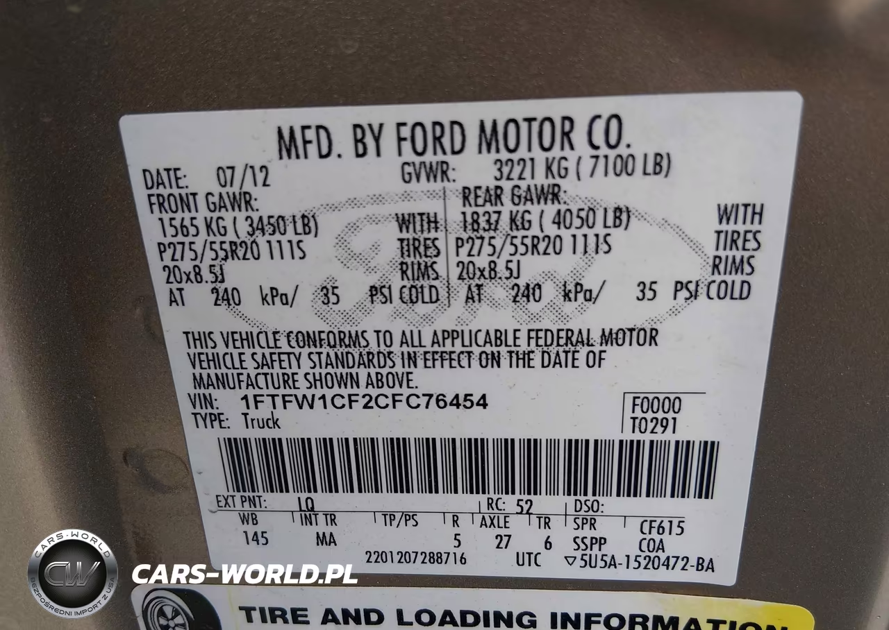 2012 Ford F-150 Xlt VIN:1FTFW1CF2CFC76454 - 9