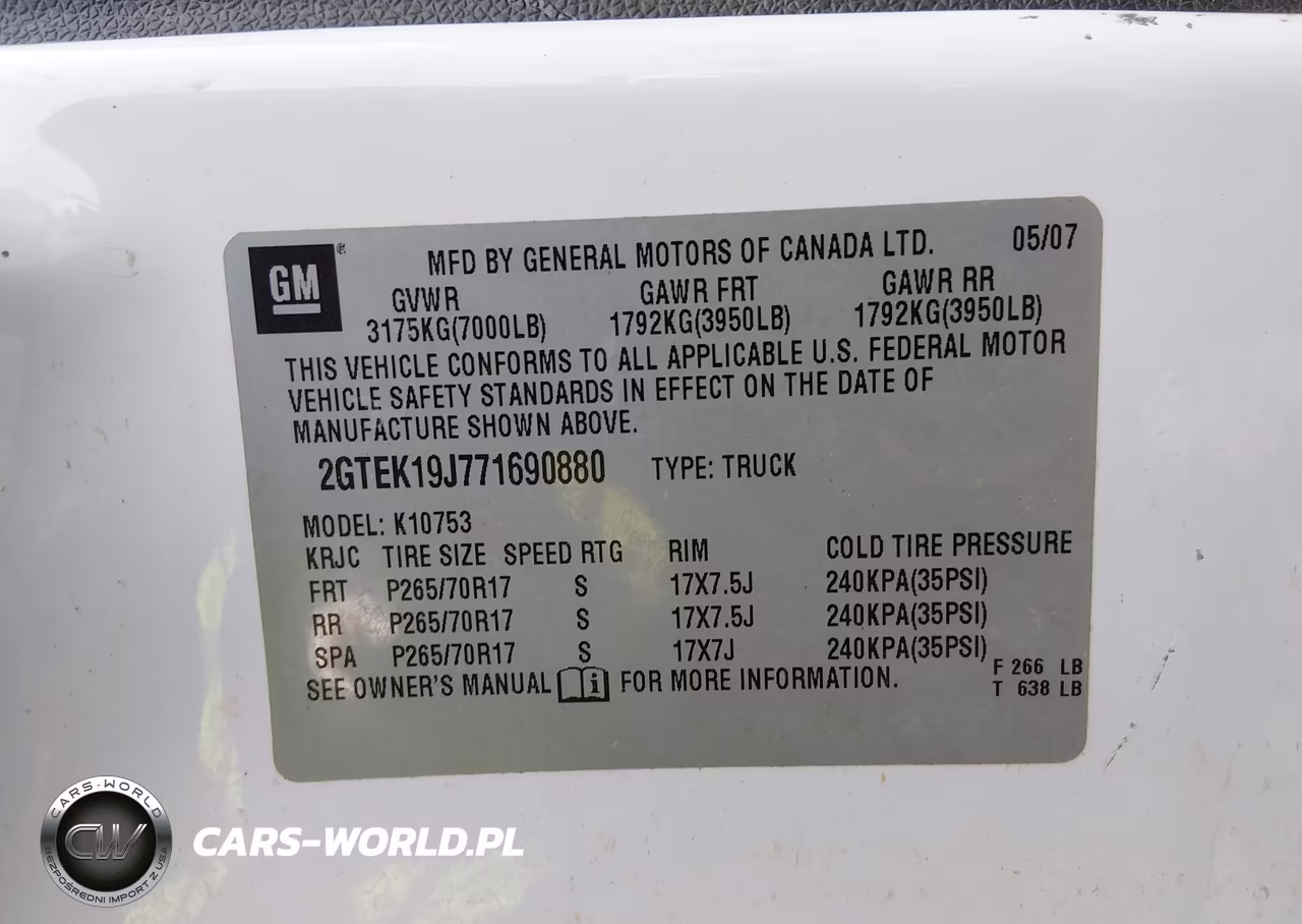 2007 GMC Sierra 1500 Sle1 VIN:2GTEK19J771690880 - 9