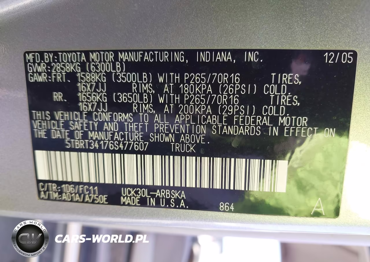 2006 Toyota Tundra Sr5 V8 VIN:5TBRT34176S477607 - 9