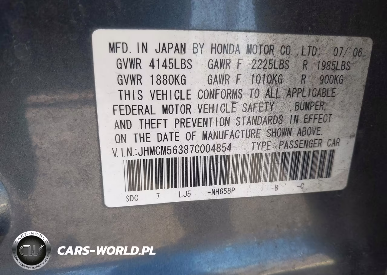 2007 Honda Accord 2.4 Se VIN:JHMCM56387C004854 - 9