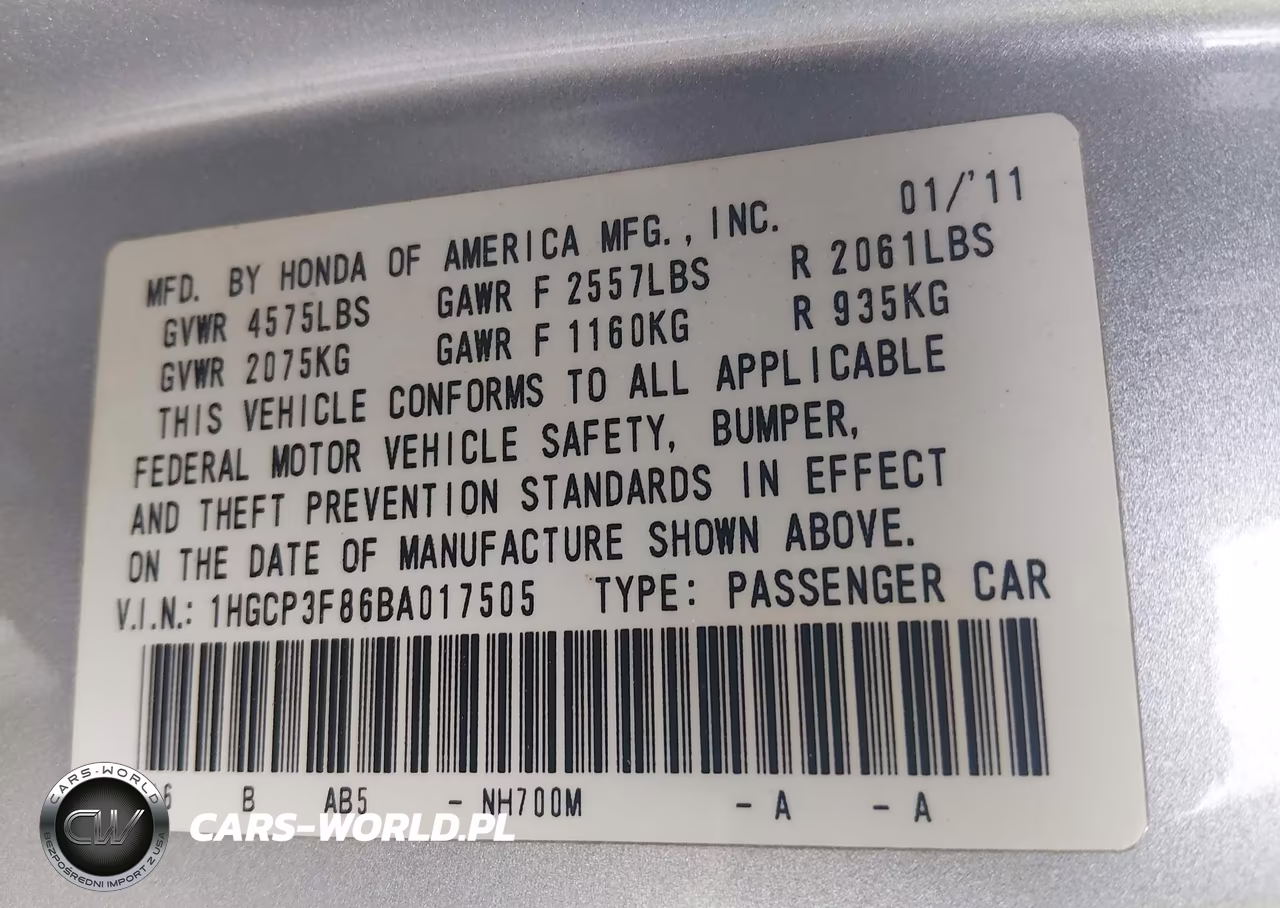 2011 Honda Accord 3.5 Ex-L VIN:1HGCP3F86BA017505 - 9