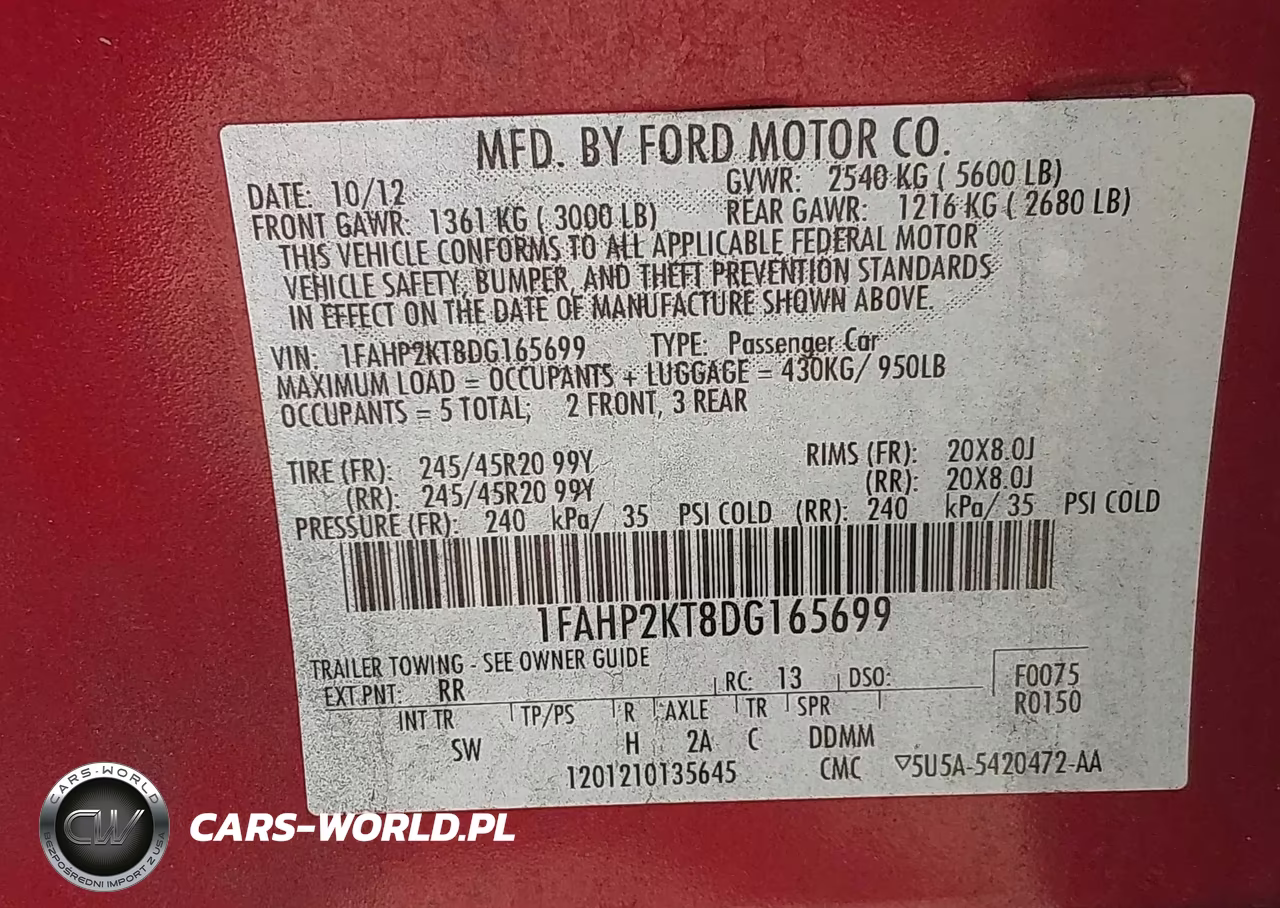 2013 Ford Taurus Sho VIN:1FAHP2KT8DG165699 - 9