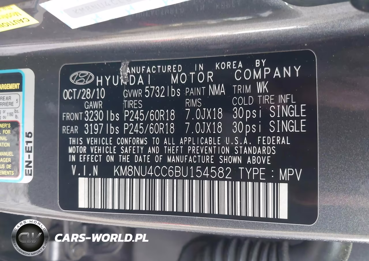 2011 Hyundai Veracruz Limited VIN:KM8NU4CC6BU154582 - 9