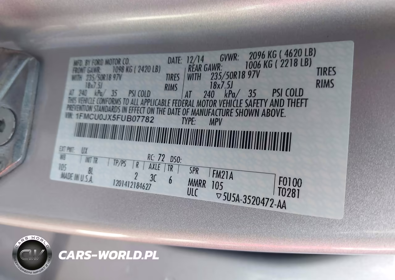 2015 Ford Escape Titanium VIN:1FMCU0JX5FUB07782 - 9