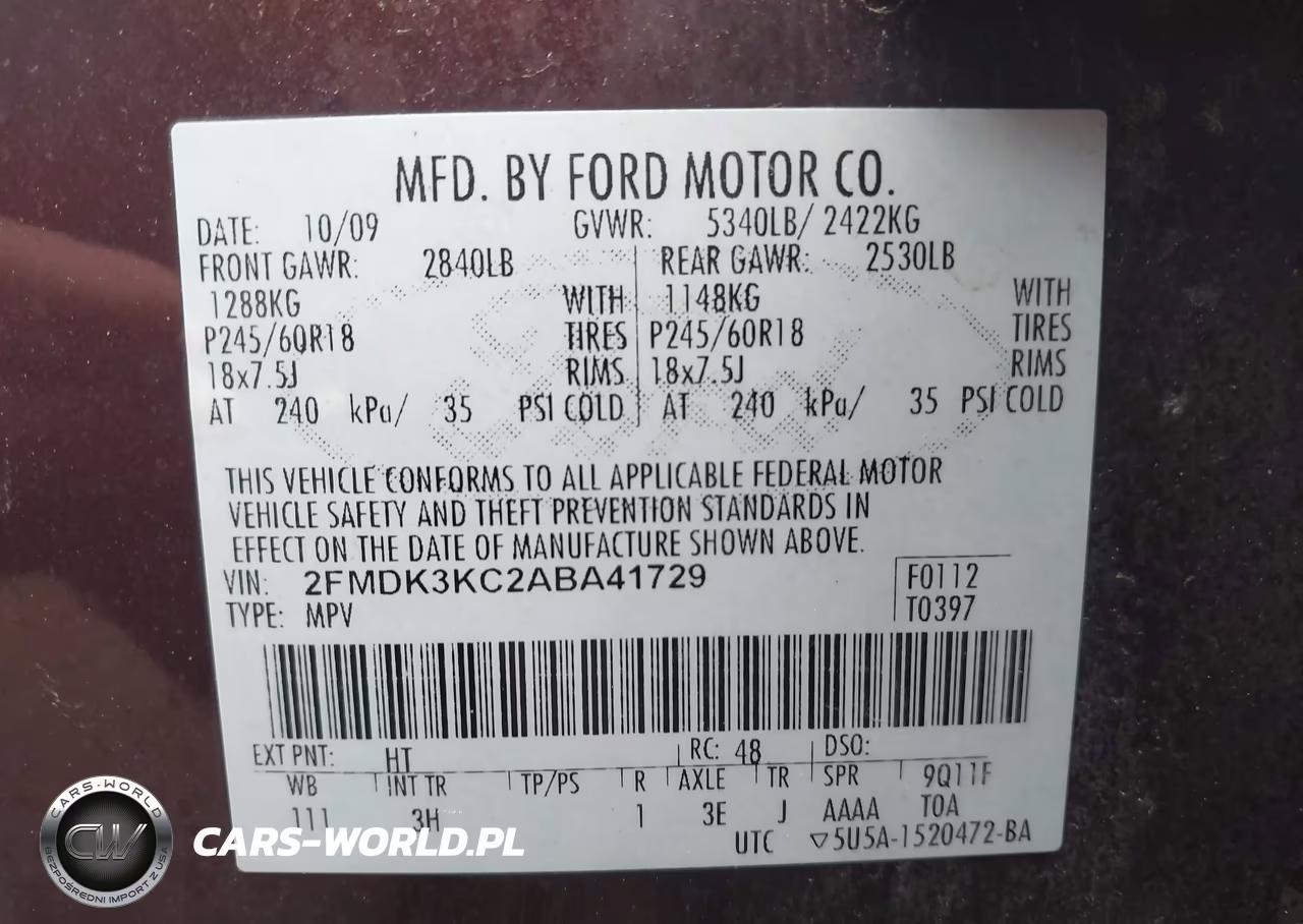 2010 Ford Edge Limited VIN:2FMDK3KC2ABA41729 - 9