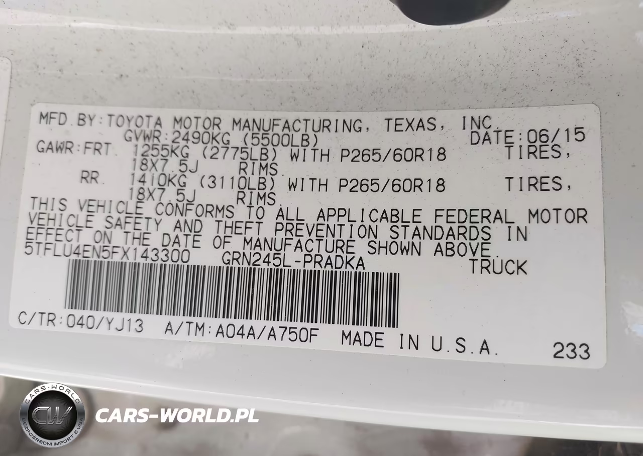 2015 Toyota Tacoma Base V6 VIN:5TFLU4EN5FX143300 - 9
