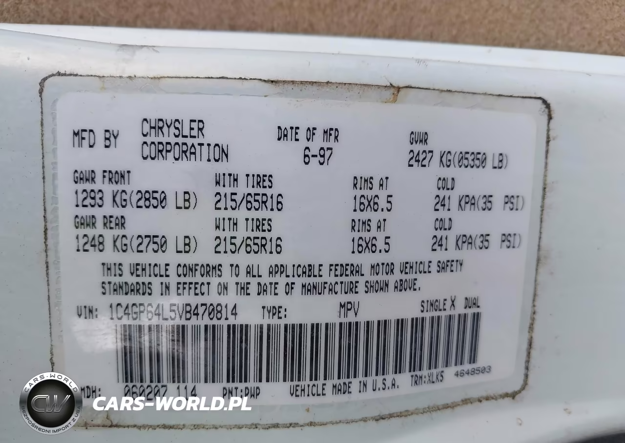 1997 Chrysler Town & Country Lxi VIN:1C4GP64L5VB470814 - 9