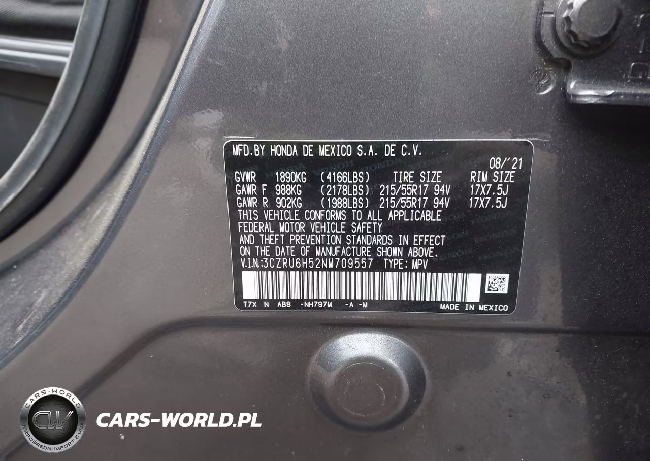 2022 Honda Hr-V Awd Ex VIN:3CZRU6H52NM709557 - 9