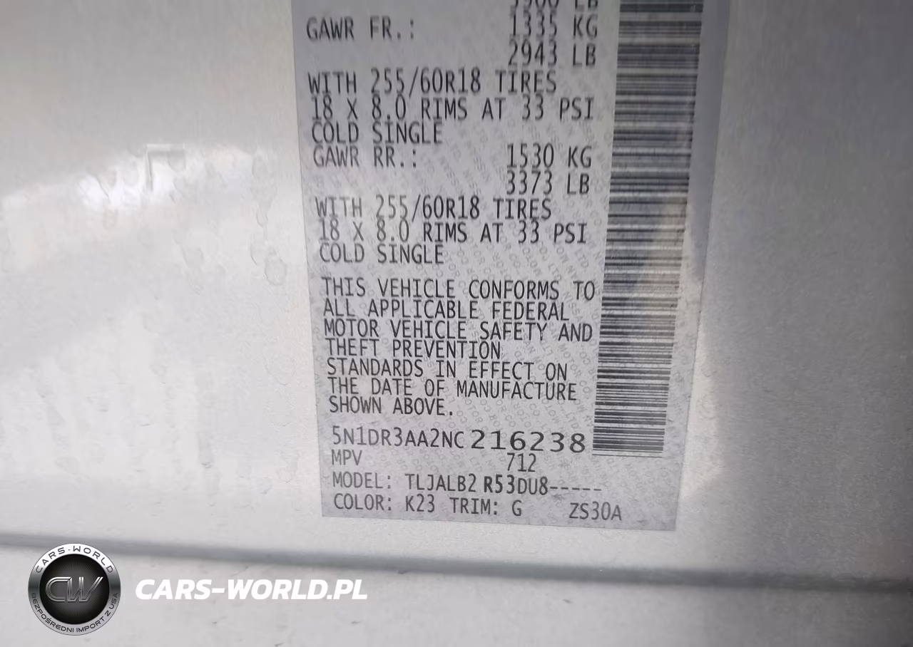 2022 Nissan Pathfinder S 2Wd VIN:5N1DR3AA2NC216238 - 9