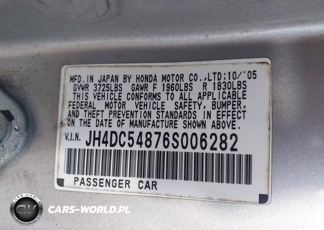 2006 Acura Rsx VIN:JH4DC54876S006282 - 9
