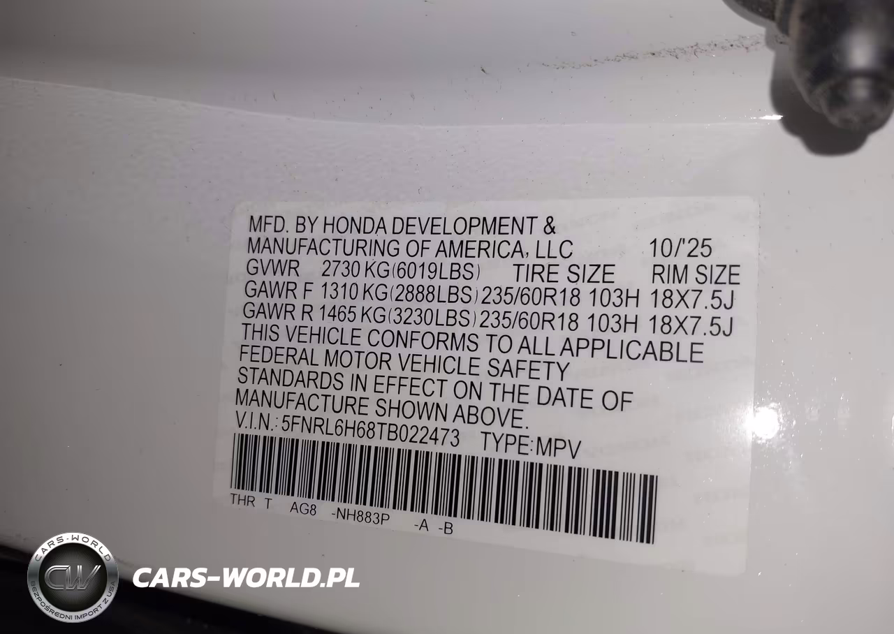 2026 Honda Odyssey Ex-L VIN:5FNRL6H68TB022473 - 9