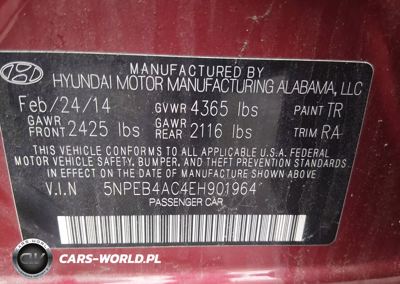 2014 Hyundai Sonata Gls VIN:5NPEB4AC4EH901964 - 9
