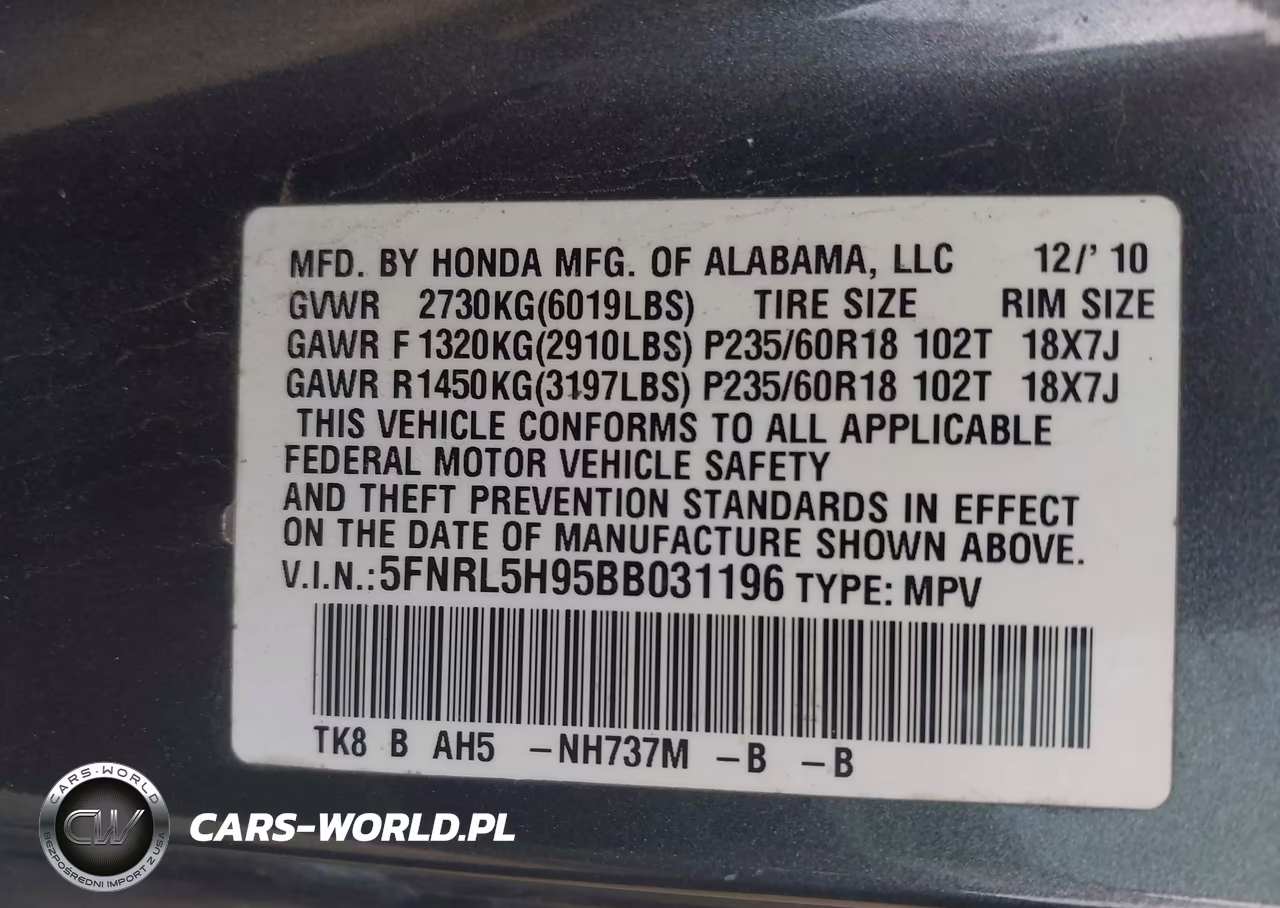 2011 Honda Odyssey Touring-Touring Elite VIN:5FNRL5H95BB031196 - 9