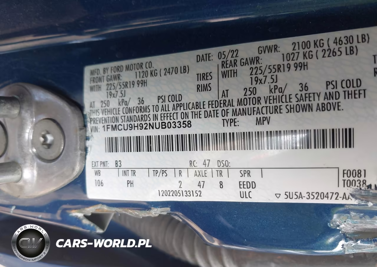 2022 Ford Escape Sel VIN:1FMCU9H92NUB03358 - 9