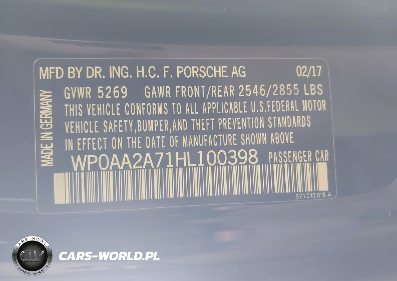 2017 Porsche Panamera 4 VIN:WP0AA2A71HL100398 - 9
