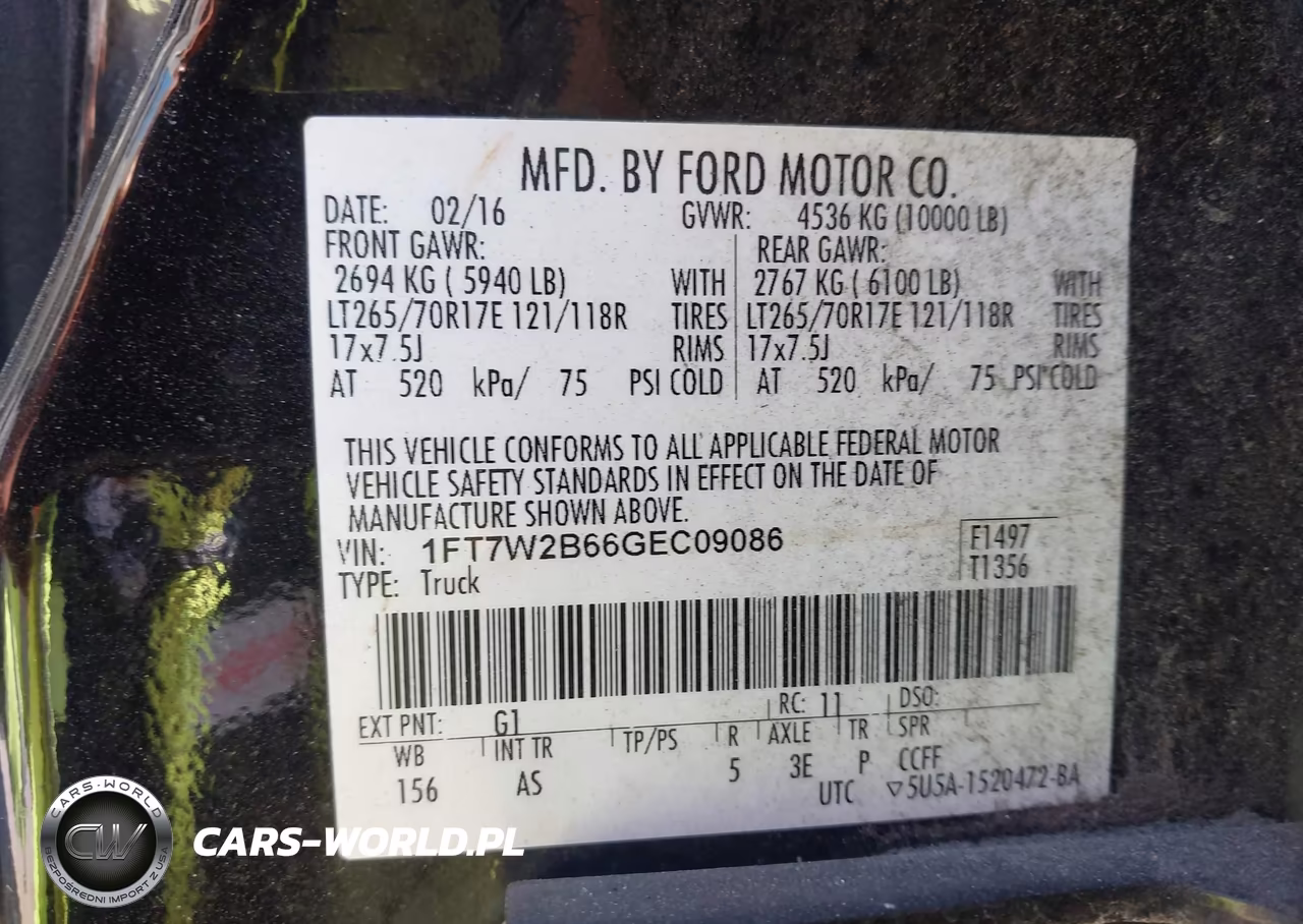 2016 Ford F-250 Xl VIN:1FT7W2B66GEC09086 - 9