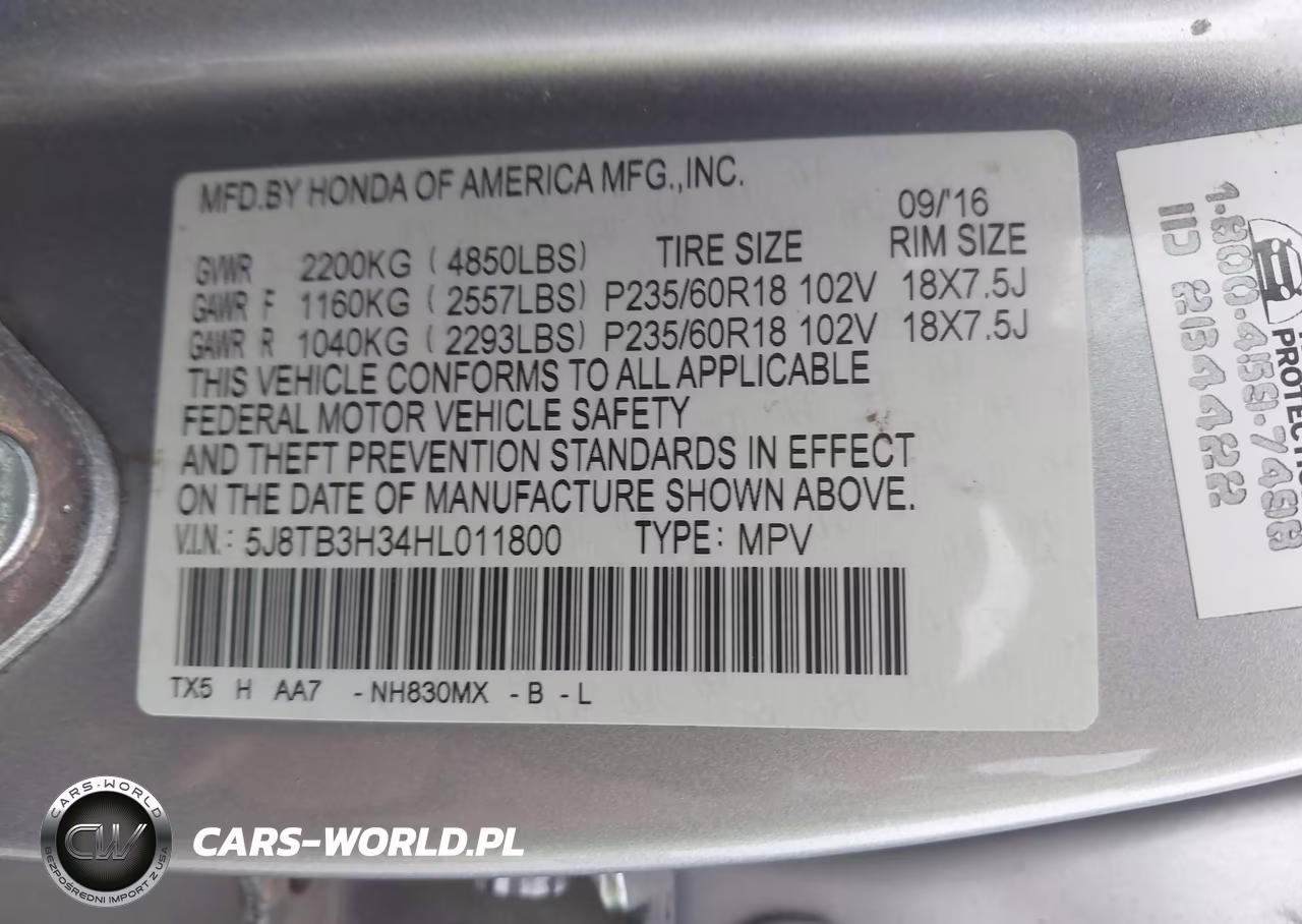 2017 Acura Rdx Acurawatch Plus Package VIN:5J8TB3H34HL011800 - 9