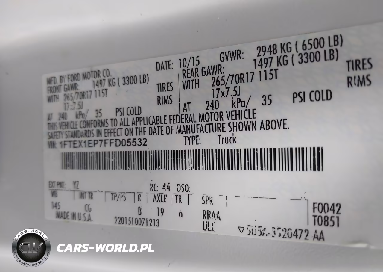 2015 Ford F-150 Xl VIN:1FTEX1EP7FFD05532 - 9
