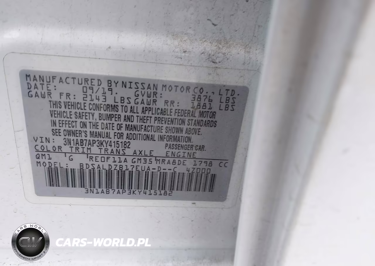 2019 Nissan Sentra Sv VIN:3N1AB7AP3KY415182 - 9
