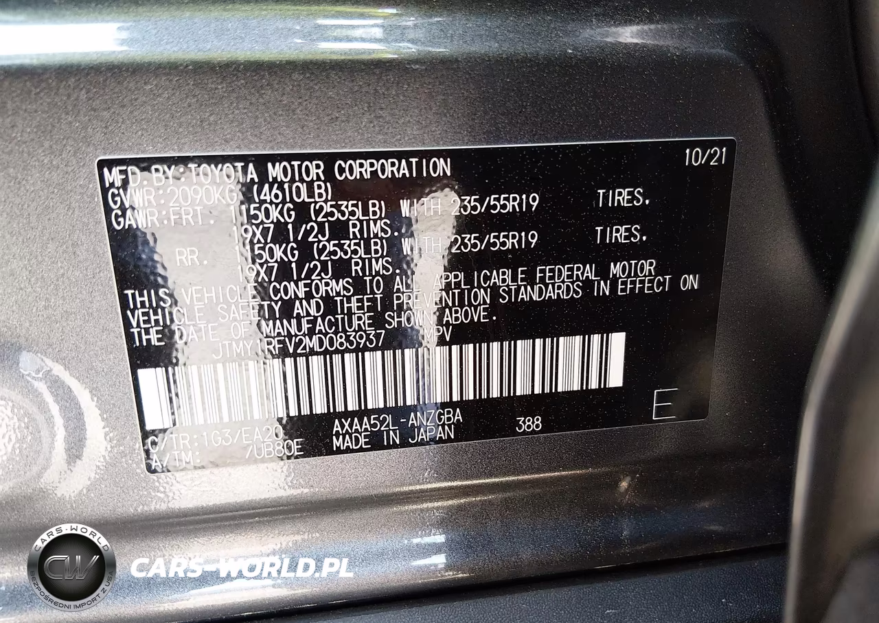 2021 Toyota Rav4 Limited VIN:JTMY1RFV2MD083937 - 9