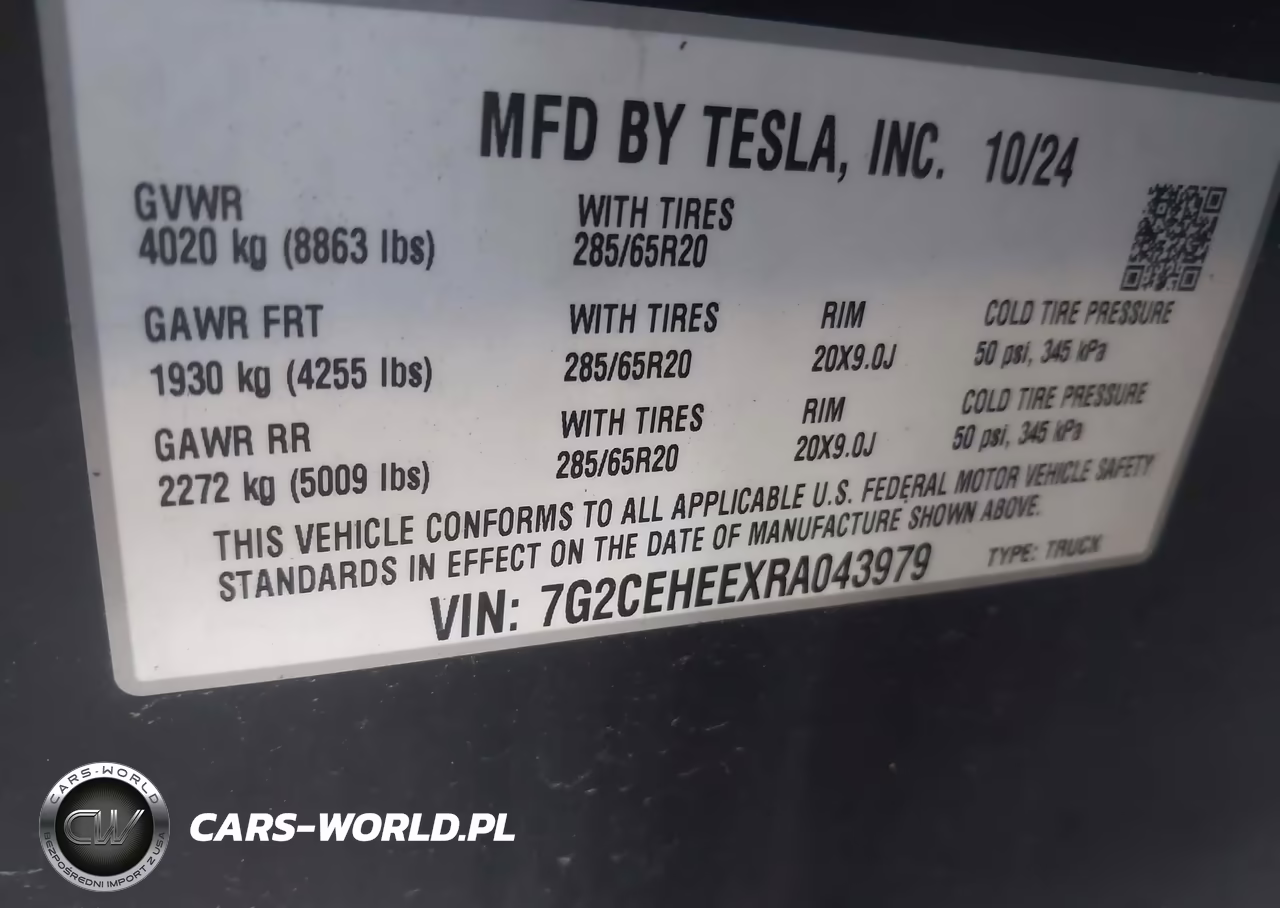 2024 Tesla Cybertruck Cyberbeast VIN:7G2CEHEEXRA043979 - 9