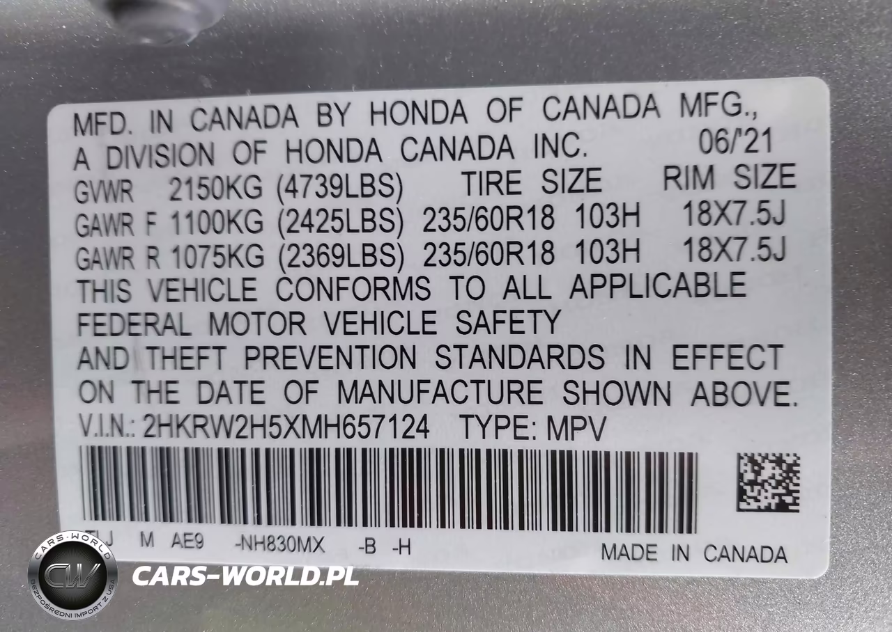 2021 Honda Cr-V Awd Ex VIN:2HKRW2H5XMH657124 - 9