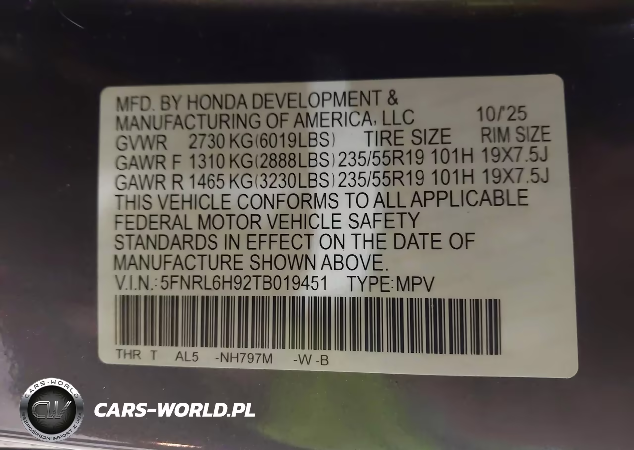 2026 Honda Odyssey Elite VIN:5FNRL6H92TB019451 - 9
