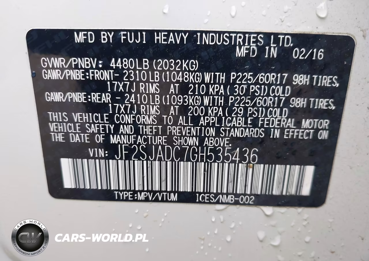 2016 Subaru Forester 2.5I Premium VIN:JF2SJADC7GH535436 - 9