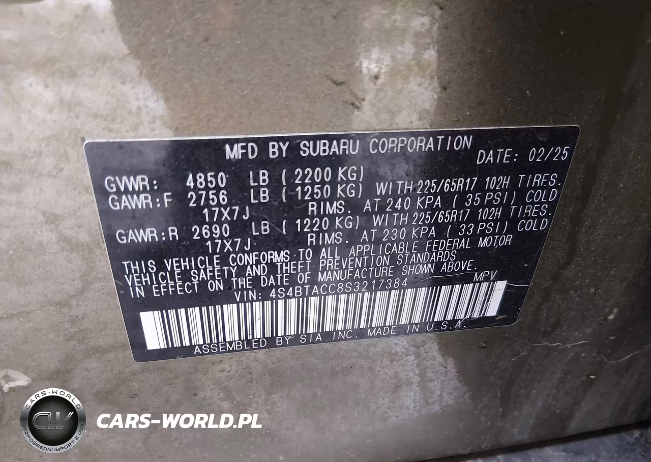 2025 Subaru Outback Premium VIN:4S4BTACC8S3217384 - 9