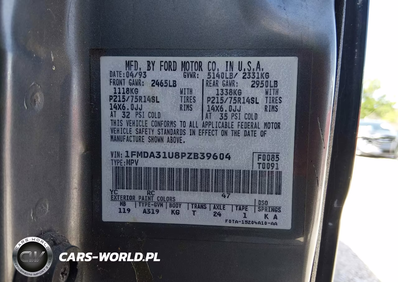 1993 Ford Aerostar VIN:1FMDA31U8PZB39604 - 9