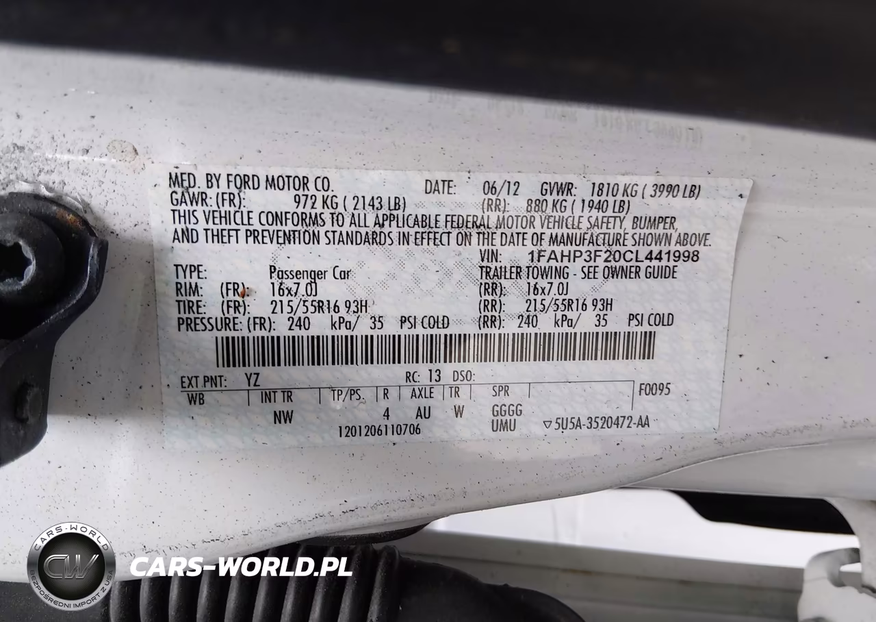 2012 Ford Focus Se VIN:1FAHP3F20CL441998 - 9