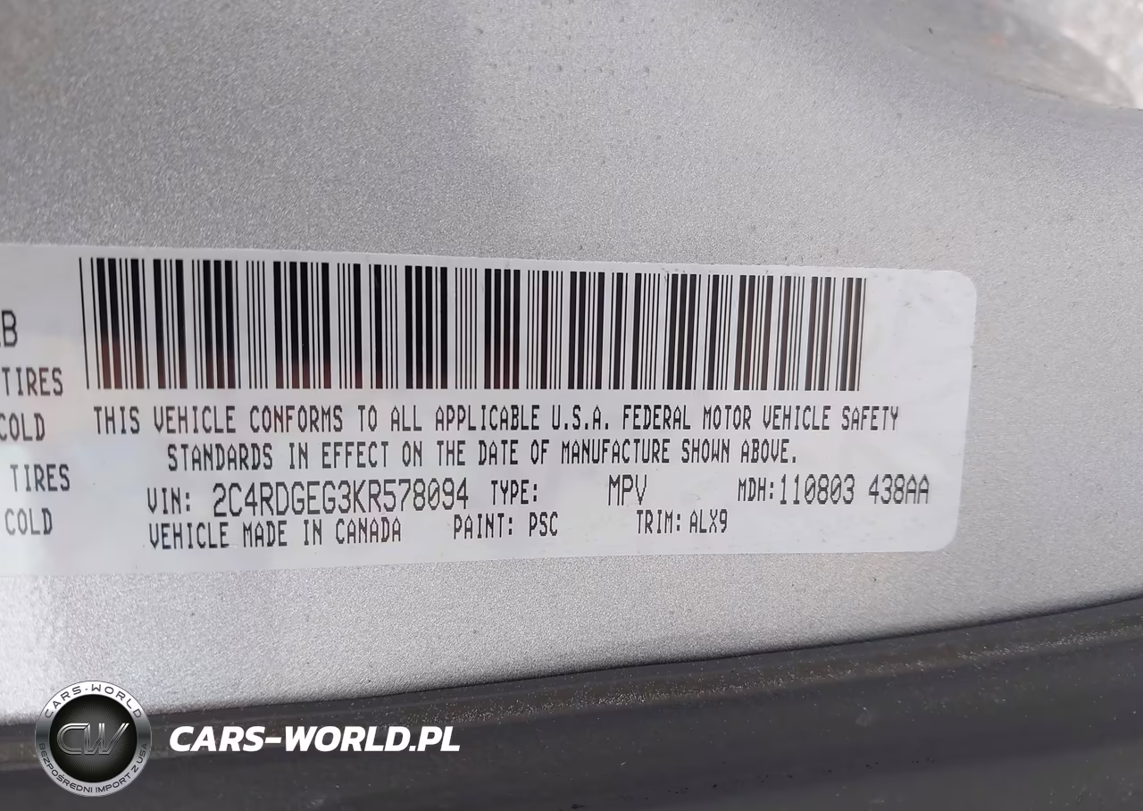 2019 Dodge Grand Caravan Gt VIN:2C4RDGEG3KR578094 - 9