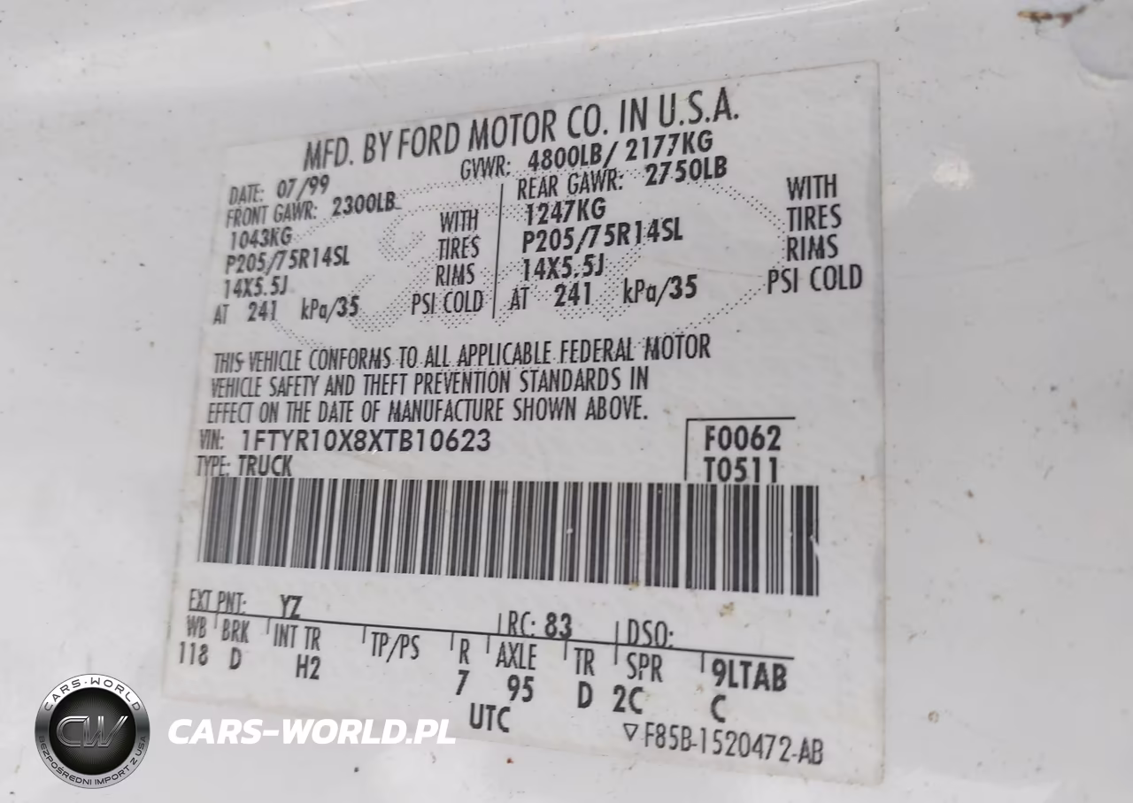 1999 Ford Ranger Xlt VIN:1FTYR10X8XTB10623 - 9