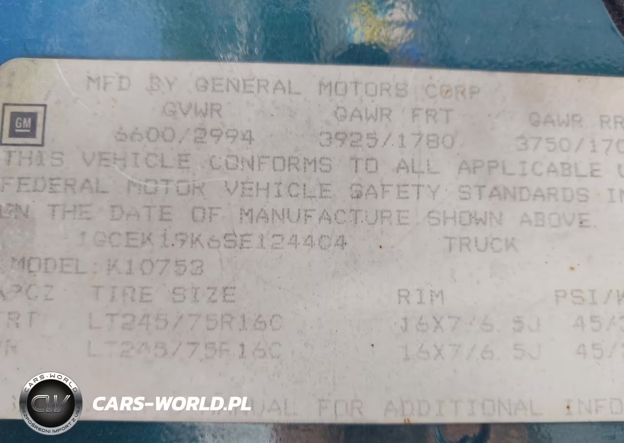 1995 Chevrolet Gmt-400 K1500 VIN:1GCEK19K6SE124404 - 9