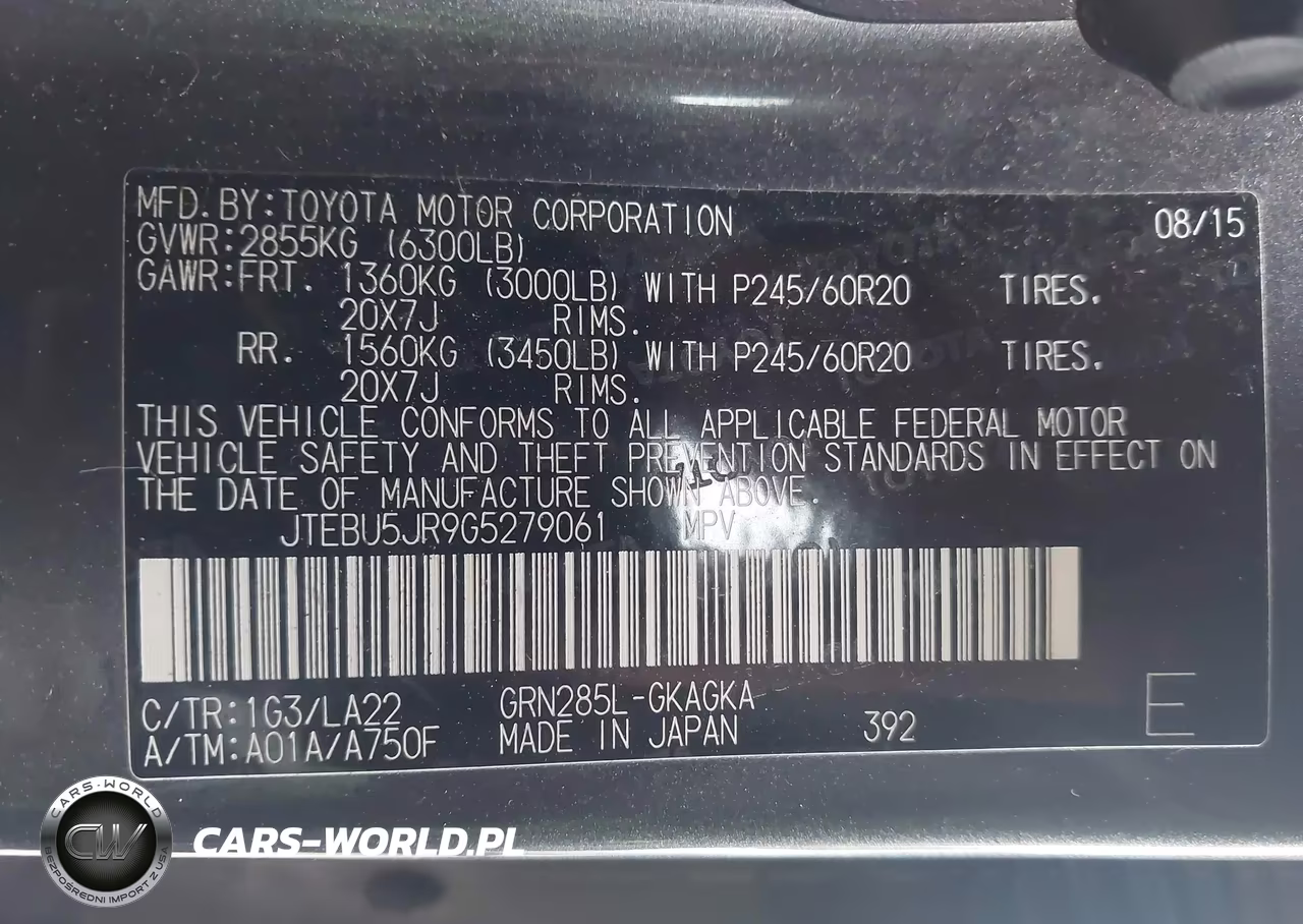 2016 Toyota 4Runner Limited VIN:JTEBU5JR9G5279061 - 9