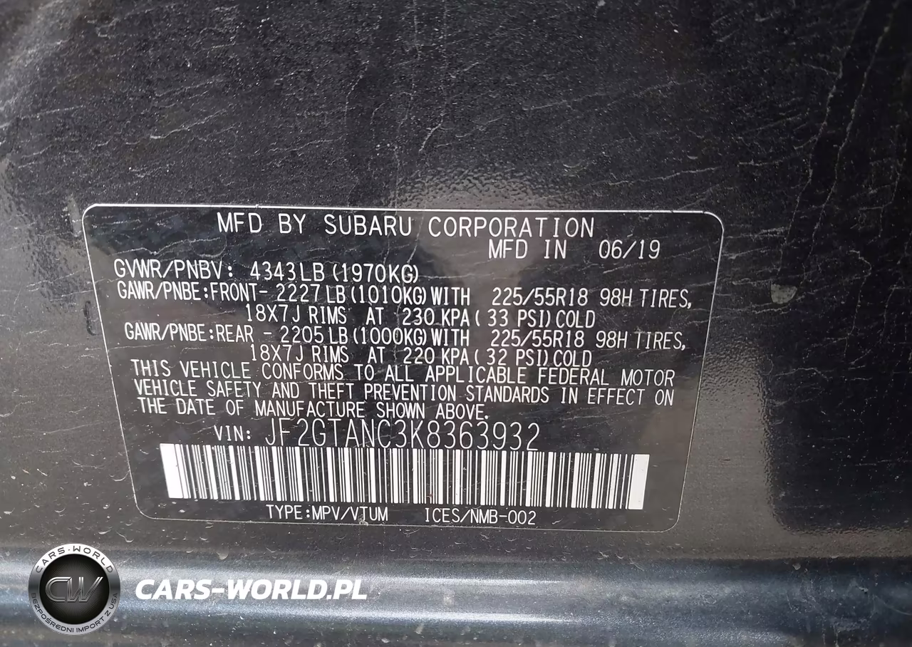 2019 Subaru Crosstrek 2.0I Limited VIN:JF2GTANC3K8363932 - 9