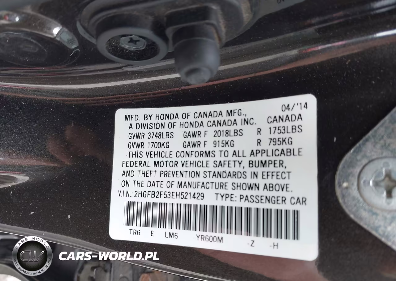 2014 Honda Civic Lx VIN:2HGFB2F53EH521429 - 9