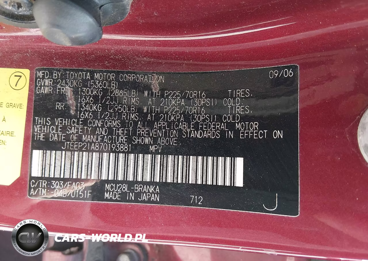 2007 Toyota Highlander V6 VIN:JTEEP21A870193881 - 9