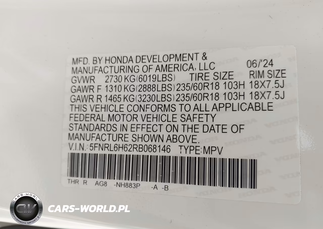 2024 Honda Odyssey Ex-L VIN:5FNRL6H62RB068146 - 9