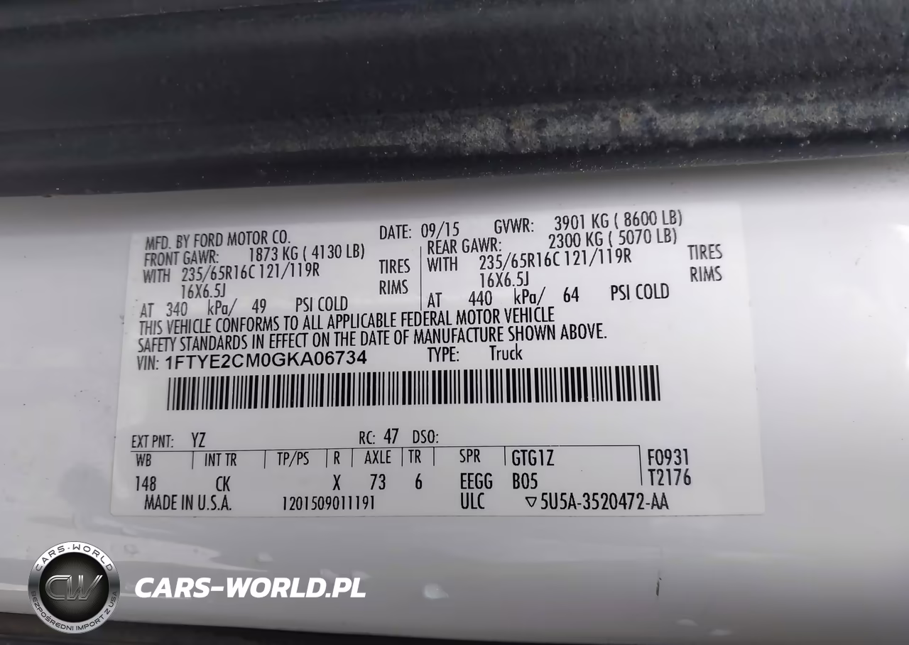 2016 Ford Transit-150 VIN:1FTYE2CM0GKA06734 - 9