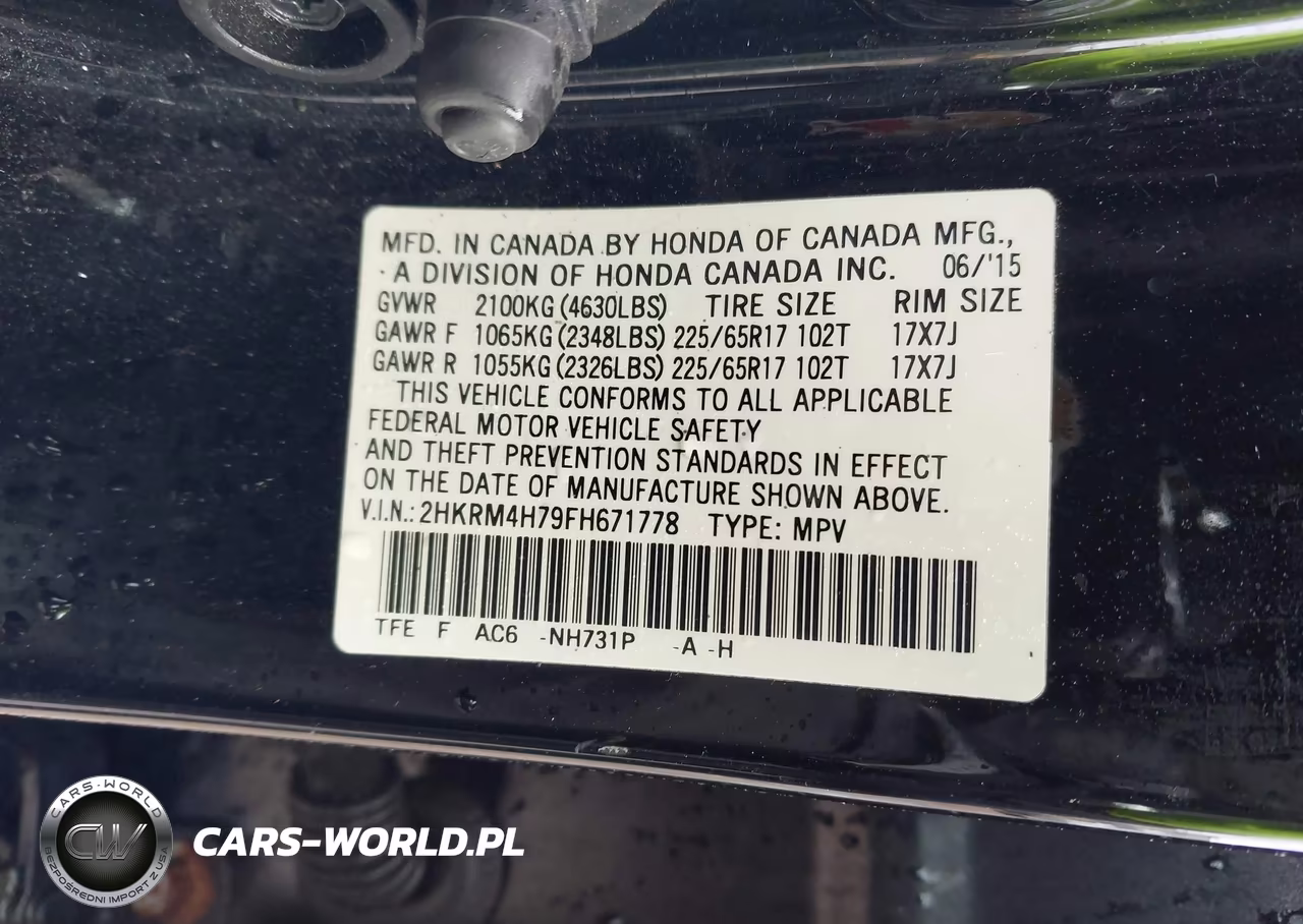2015 Honda Cr-V Ex-L VIN:2HKRM4H79FH671778 - 9