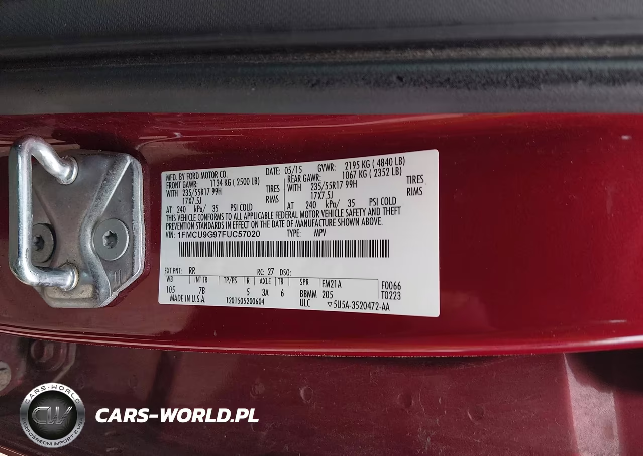 2015 Ford Escape Se VIN:1FMCU9G97FUC57020 - 9