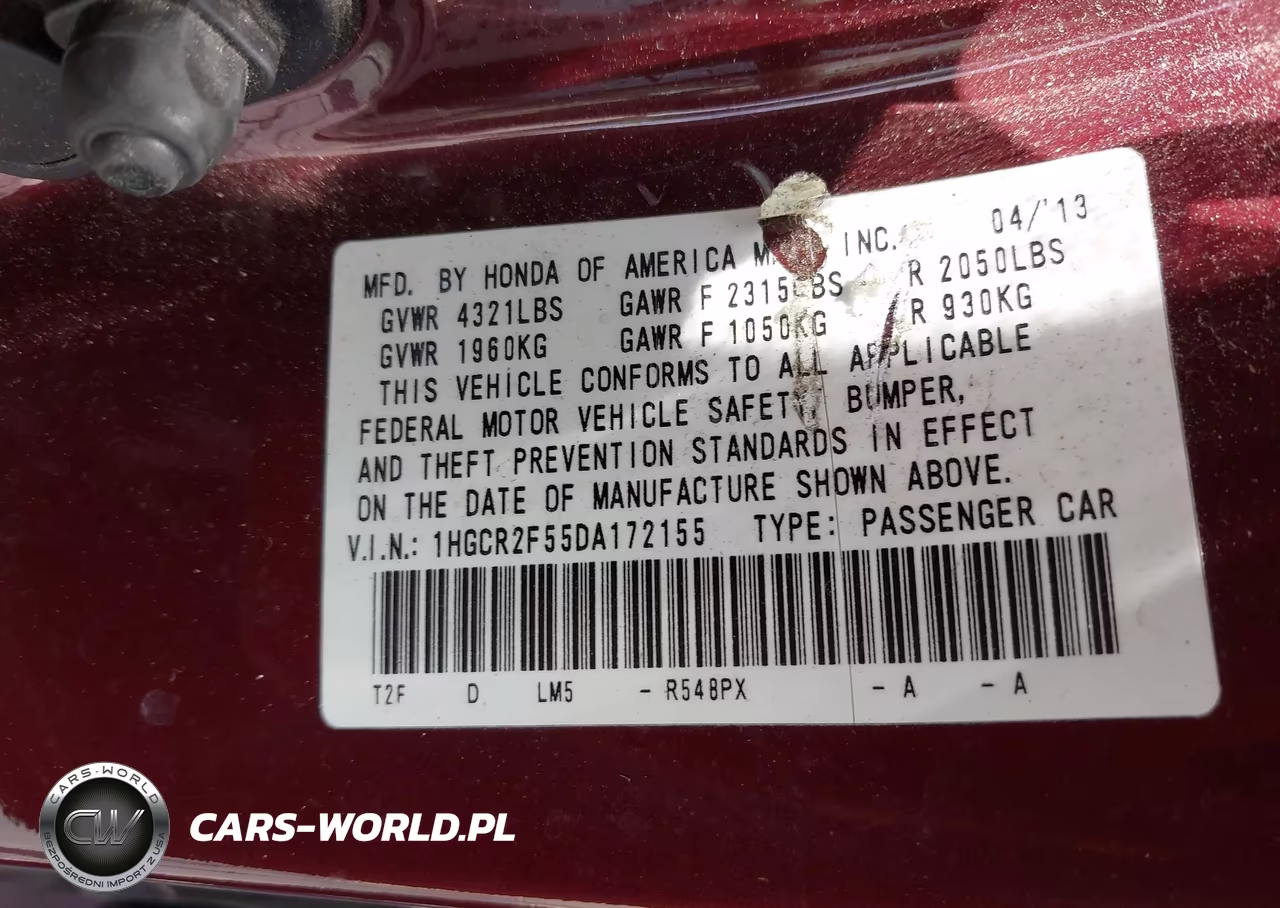 2013 Honda Accord Sport VIN:1HGCR2F55DA172155 - 9