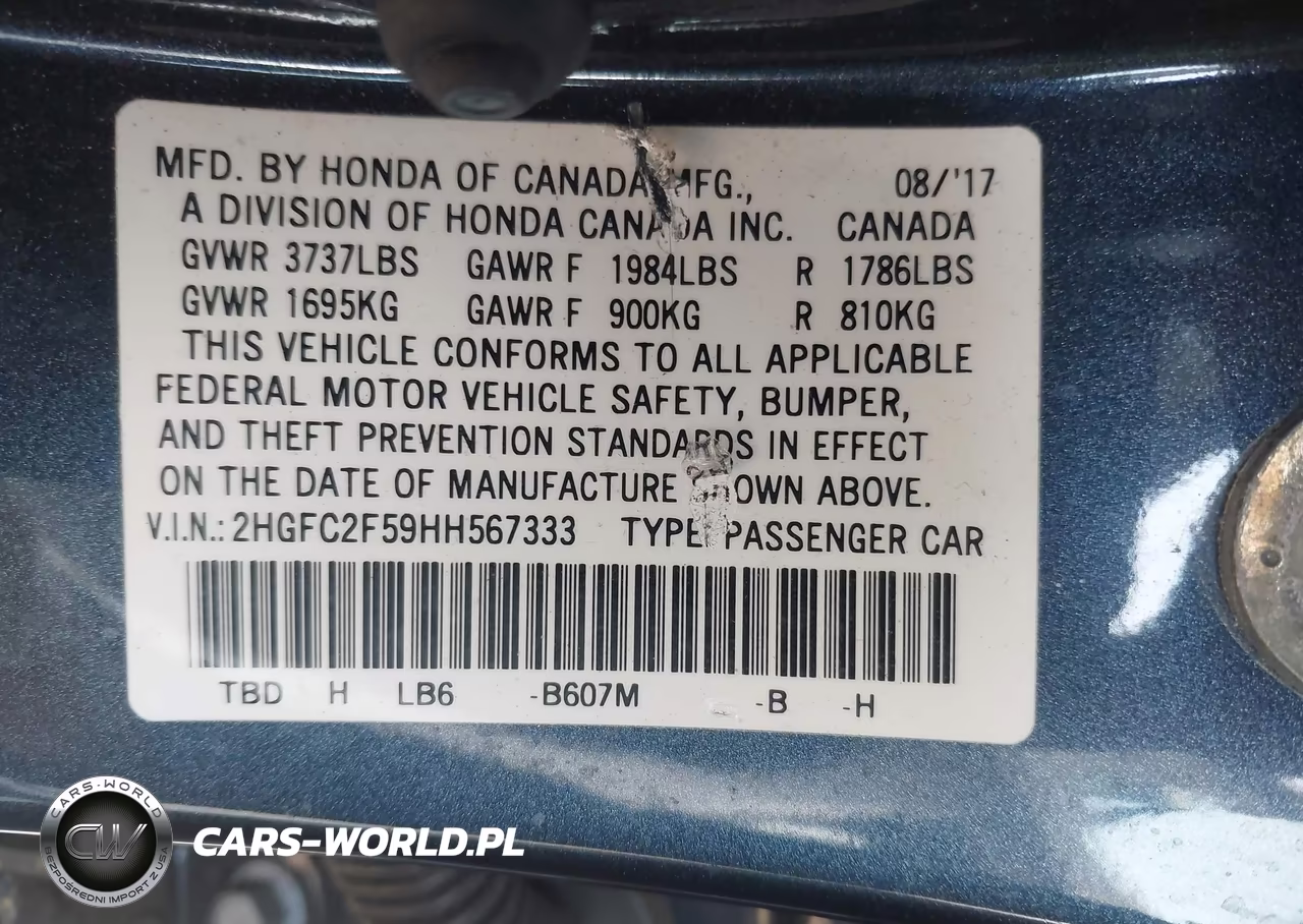 2017 Honda Civic Lx VIN:2HGFC2F59HH567333 - 9
