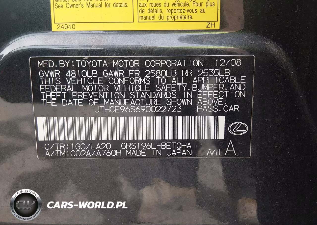 2009 Lexus Gs 350 VIN:JTHCE96S690022723 - 9